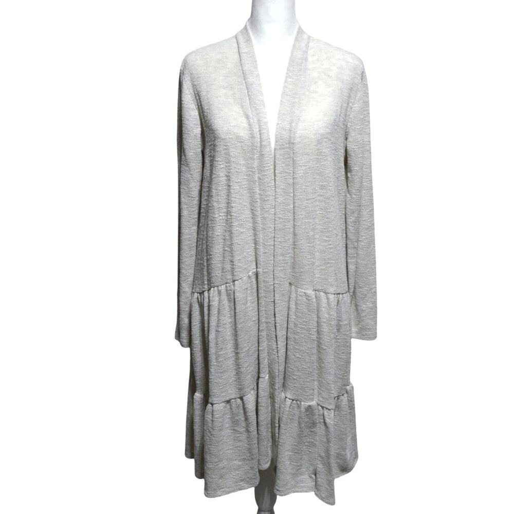 Daytrip Cream Boho Layered Open Front Duster Cardigan Size XS